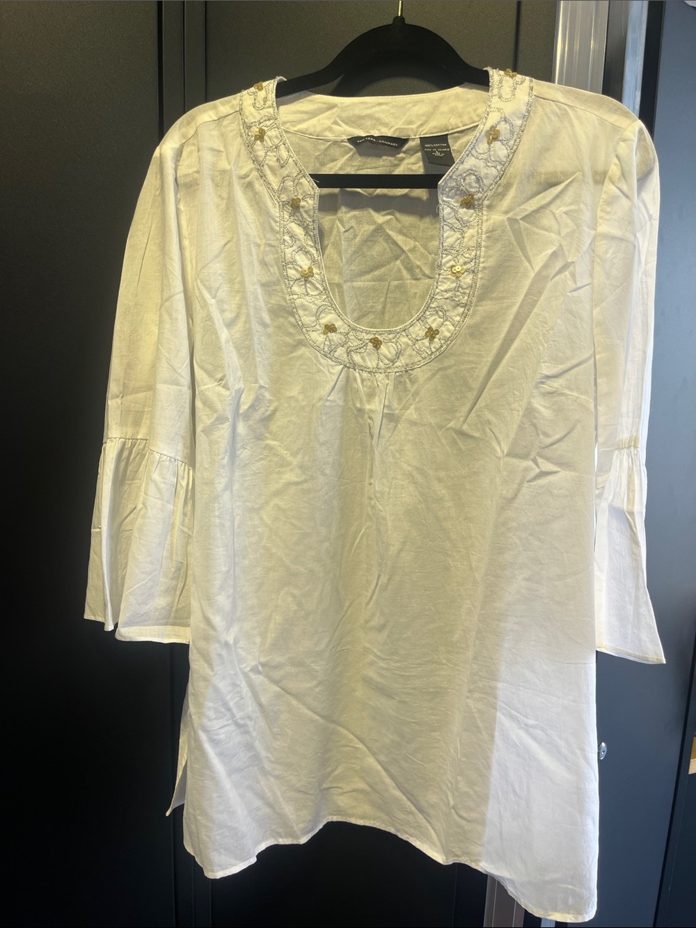Boho white embellished top